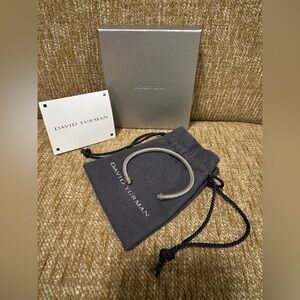 AUTHENTIC DY DAVID YURMAN CABLE FLEX® STERLING SILVER & 14K GOLD BRACELET SIZE M